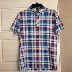 J.Lindeberg Men's Polo Shirt - Blue and Red Plaid
